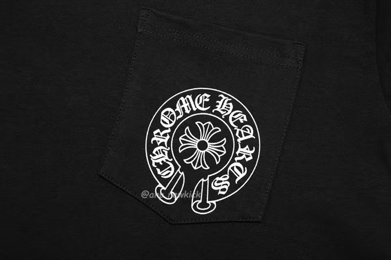 Chrome Hearts Horse Shoe Logo Pocket Black T Shirt (4) - newkick.vip